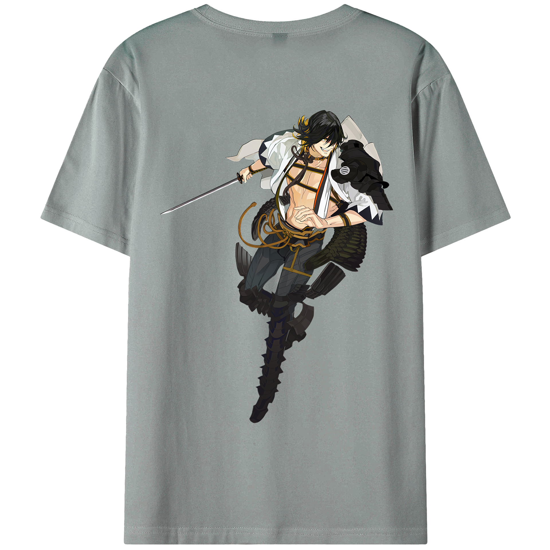 （画像用） 刀剣乱舞 Touken Ranbu 綿100％ メンズ半袖Tシャツ（バックプリント） 通気性